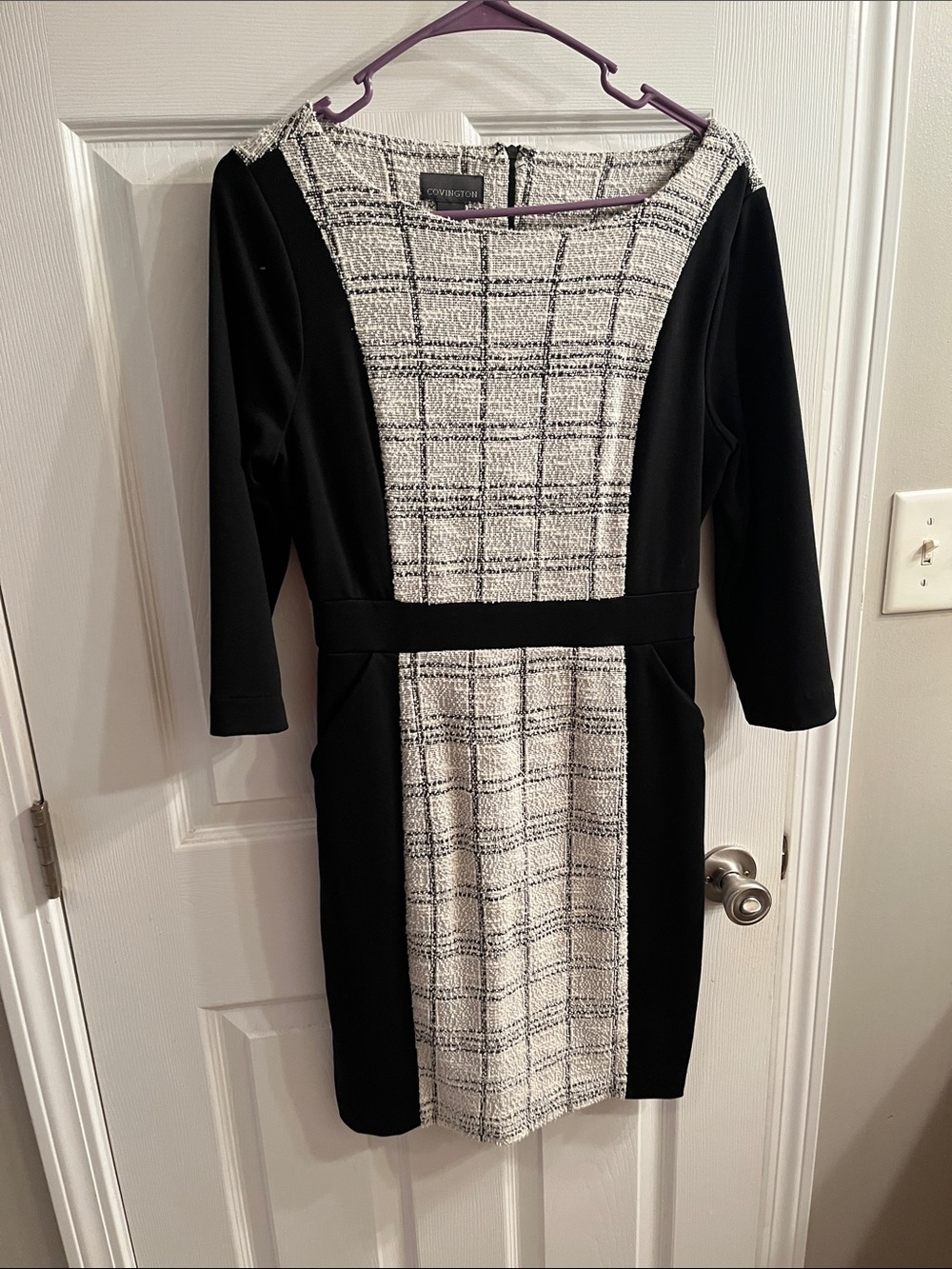 Covington White and Black Plaid Dress